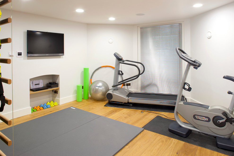 Good Home Gym Ideas Small Space Part - 13: Gym-room-ideas-for-home-home-gym-contemporary-with-workout-equipment-small- Space-6
